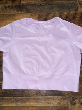 Offline by Aerie Lilac Seamless Active Crop Top with Metallic Logo